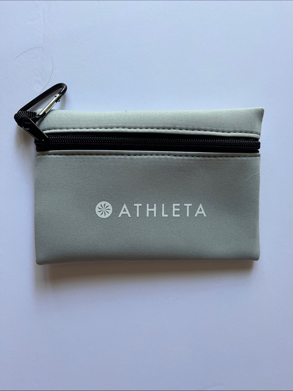 Athleta Grey Neoprene Zip Pouch with Clip